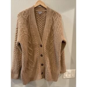 Womens‎ J CREW Oversized Merino Wool Blend Cable Cardigan Sz Small Retail $179.